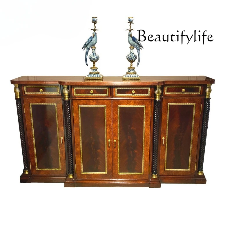 

New Chinese classical solid wood dining side cabinet villa porch storage decoration designer style fashion