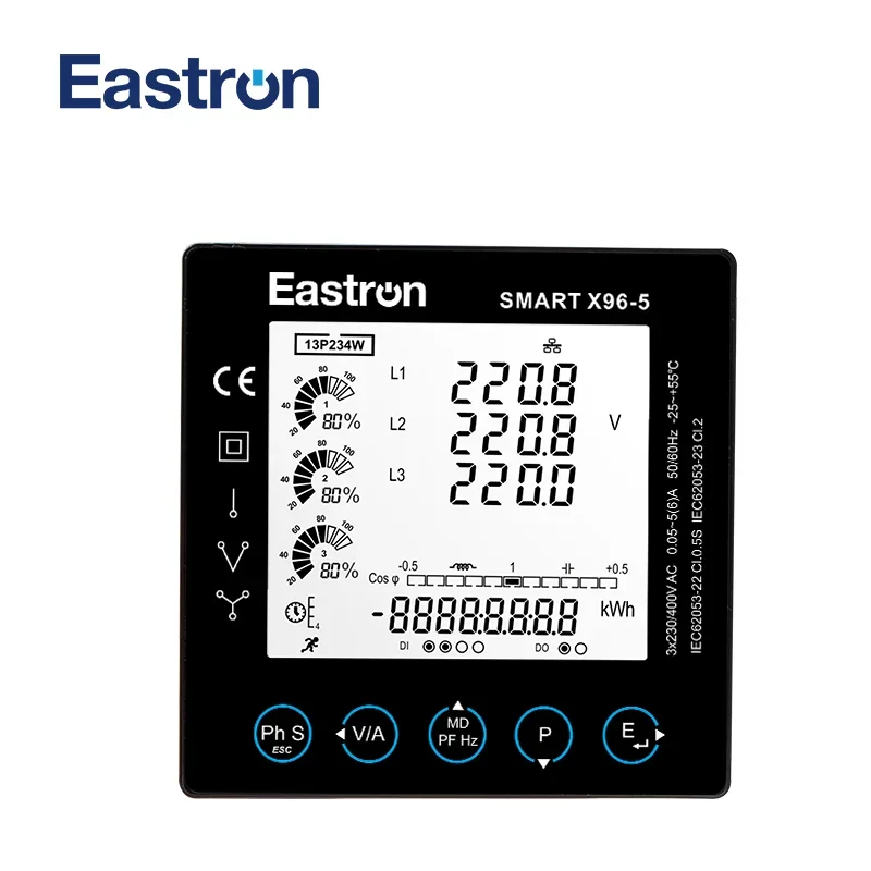 

Smart X96-5J Three Phase Panel Multi-function Energy Meter with Modbus,measure kWh,kVarh,kW,kVar,kVA,P,PF,Hz,dmd,V,A,THD