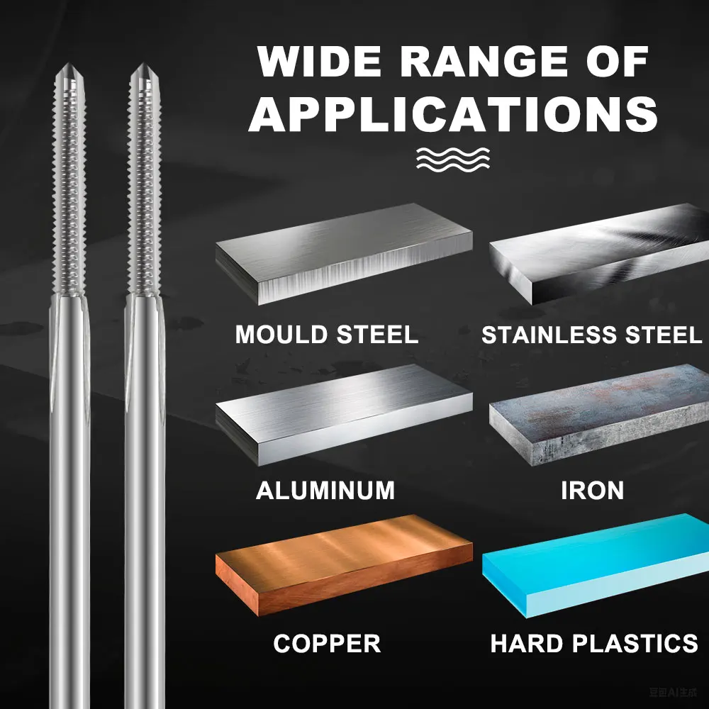 Taraud à filetage à tige longue M2-M12 métrique HSS, robinets à cannelure en spirale 90-150 longs pour outils de travail des métaux, perceuse à filetage