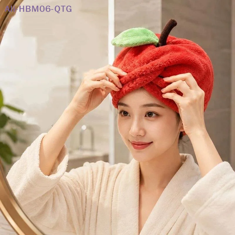 [New] Cute Fruit Shape Hair Drying Cap Super Absorbent Quick Dry Coral Fleece Towel Thickened Shower Bath Cap