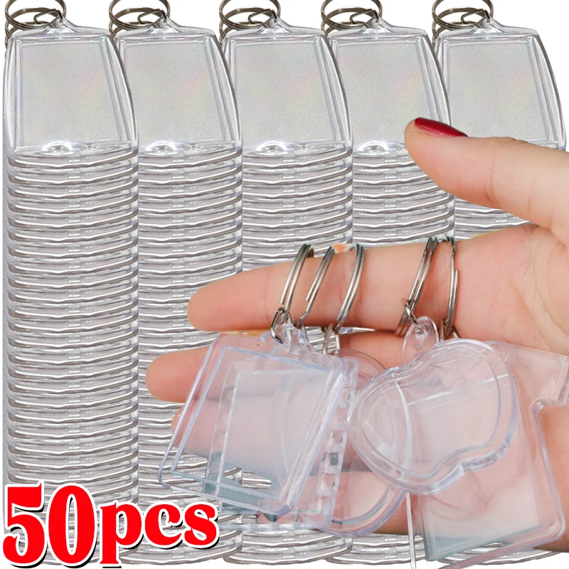 5/50Pcs Transparent Photo Frame Keychain Tassels Snap-In Custom Insert Photo Acrylic Blank Keyring Clear Blank Picture Pendant