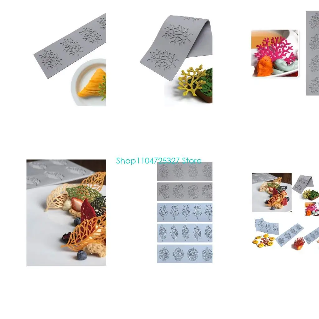 D8KF 5pcs/set Coral Lace Mat Cake Mold Sugar Craft Silicone Pad Fondant Mould
