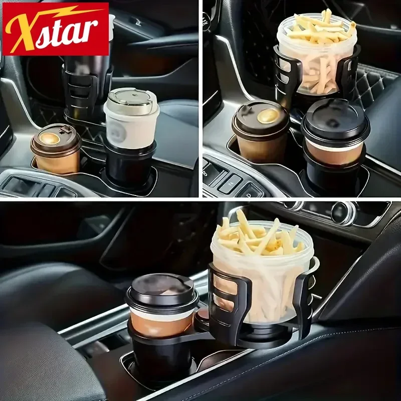 Car Cup Holder Expander 2 in 1 Multifunctional Automotive Drink Mount with 360° Rotating Adjustable Car Storage Supplies