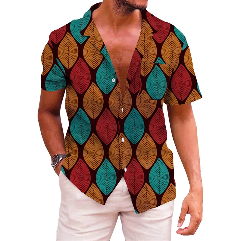 African Dashiki Shirts Tribal Print Shirt Button Down Short Sleeve Clothes Casual Men Clothing Streetwear Baggy Unisex Shirts