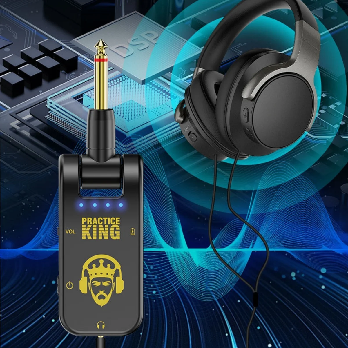 Miwayer Practice King Silent Guitar Amp|HD Audio|282°Rotatable|50H Rechargeable Headphone Amp|Portable Guitar Earphone Amplifier