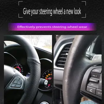 Zakázkový černý potah volantu z mikrovlákna pro Mercedes Benz A45 AMG W176 C63 W204 CLA C117 CLS S-Model 2011-2016 8 nejlepší prodej Kryt volantu W204 - №1