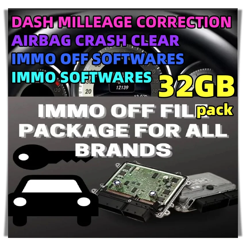 IMMO OFF + DASH + IMMO SOFTWARE 32GB + AIRBAG CRASH CLEAR + MMO OFF SOFTWARES FILE PACKAGE Immo Airbag DASH MILLEAGE CORRECTION