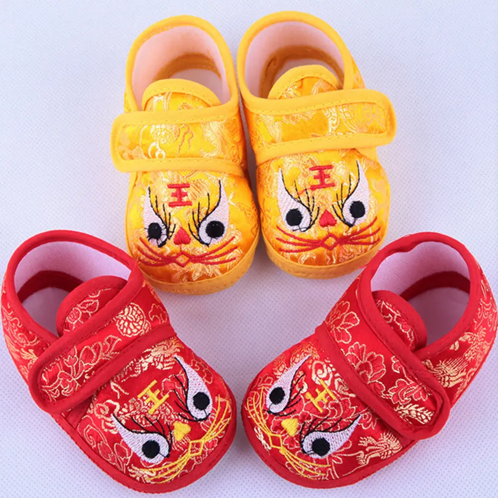 Baby Toddler Shoes Cartoon Tiger-head Cozy Warm Nonslip Infant Stylish Breathable Comfortable Soft Sole Embroidered Shoes