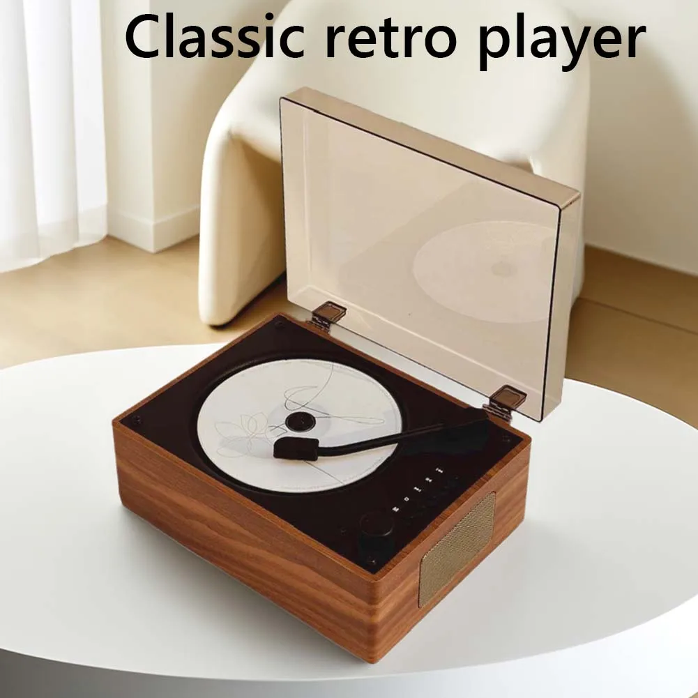 Retro CD Player Rechargeable Wireless Bluetooth Speaker Portable Home Music Player USB 3.5mm AUX Desktop CD Player W/ Remote