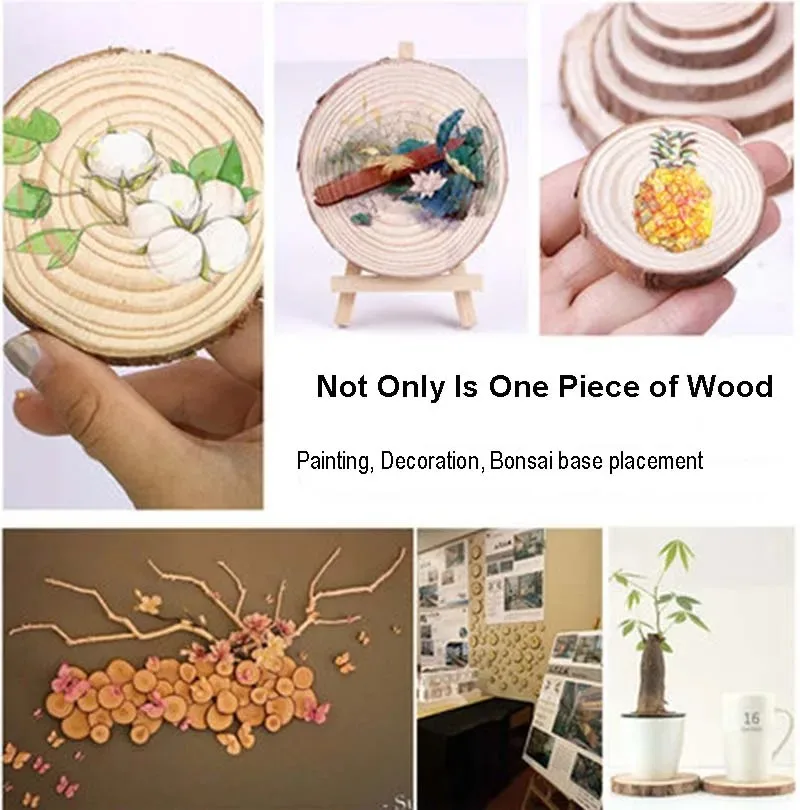 3-16CM/1-10pcsThick Natural Pine Round Unfinished Wood Slices Circles With Tree Bark Log Discs DIY Crafts Wedding Party Painting