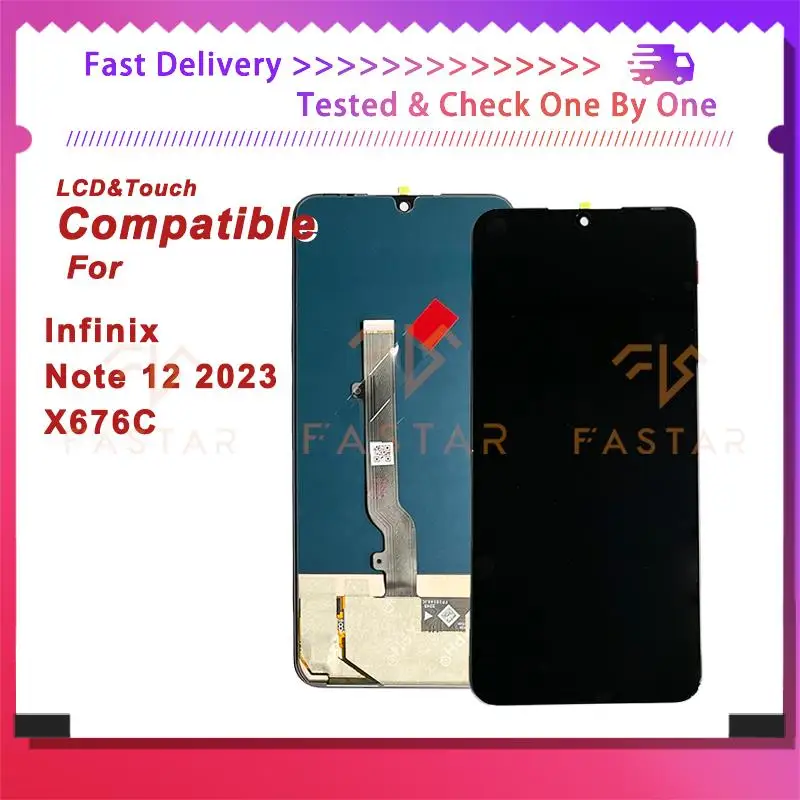

ЖК-дисплей 6,7 дюймов с дигитайзером в сборе для Infinix Note12 2023 X676C, сменный экран для телефона Infinix Note 12 2023, ЖК-дисплей
