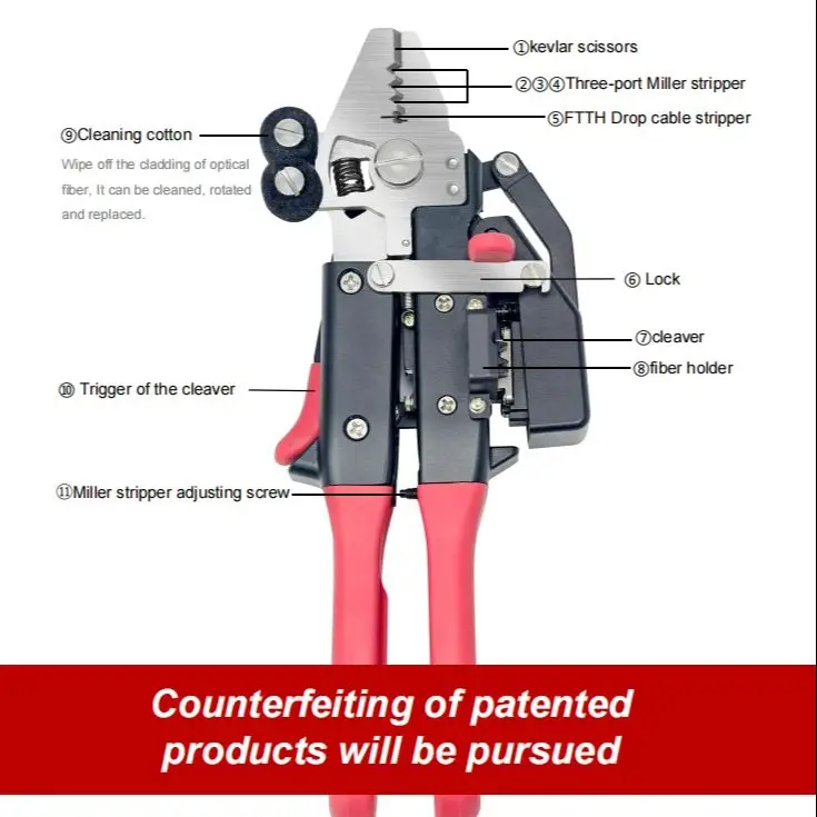 

Signal Fire Multi-Functional Optical Fiber Stripper FTTH Drop cable stripper High Quality One- Step Optical Fiber Cleaver