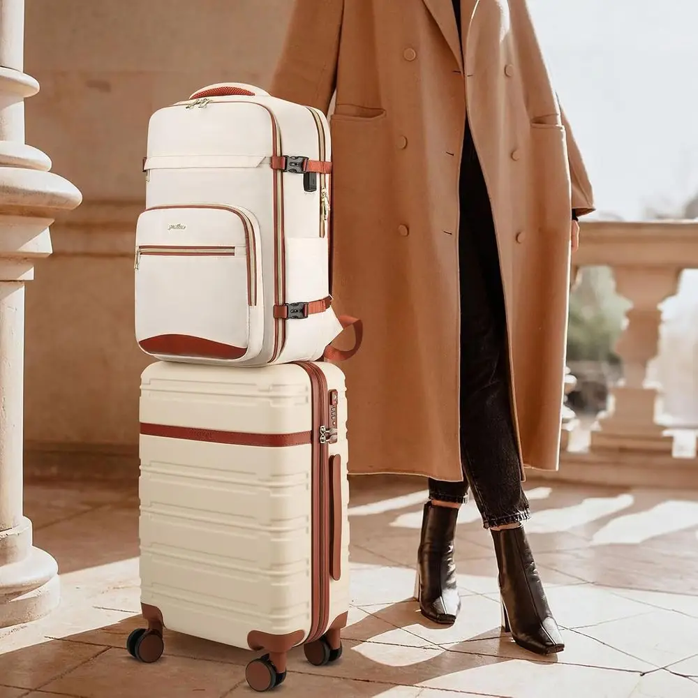 مجموعة أمتعة صلبة مكونة من 6 قطع مع عجلات دوارة، حقيبة حمل مُعتمدة من 20 TSA لأساسيات السفر #2