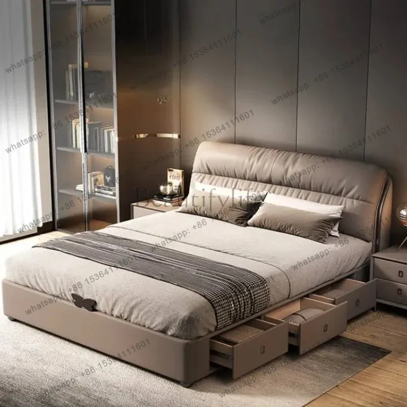 European Style Drawers Bed Frame Tall Headboard Modern Under Storage Bed Frame Twin King Size Cama