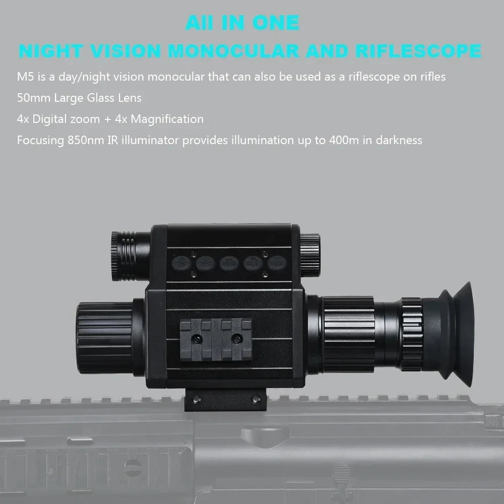 M5 Digital Night Vision Scope Sight Infrared Monocular 1080P Video Photo Recording Crosshair For Hunting Camera Monocular