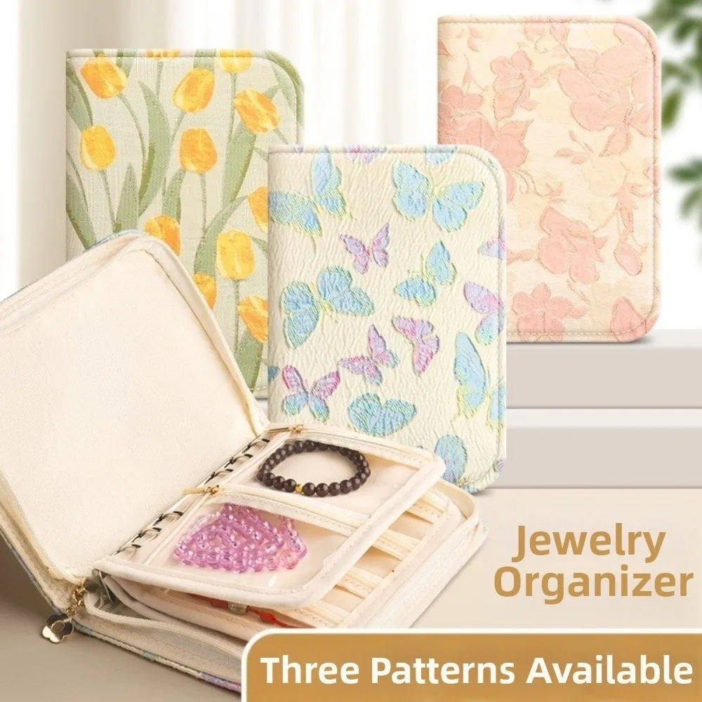 

Butterfly Flower Pattern Jewelry Storage Bag Anti-oxidation Grid Storage Jewelry Organizer Space Saving Multi-layer