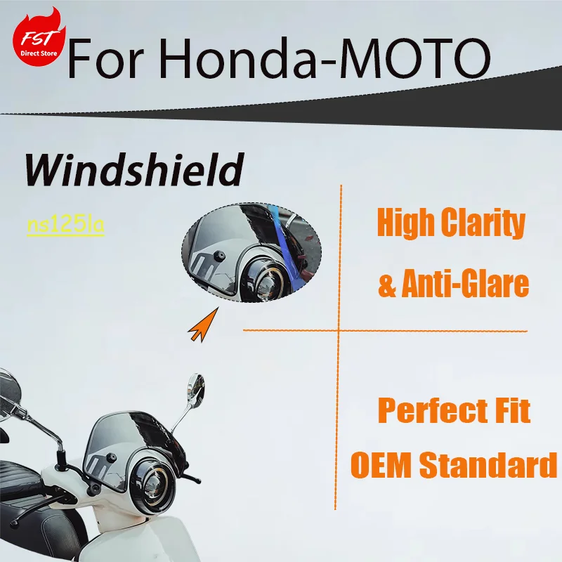 

Retro Racing Black Windshield for Honda NS125LA, Darkened Front Wind Deflector Kit