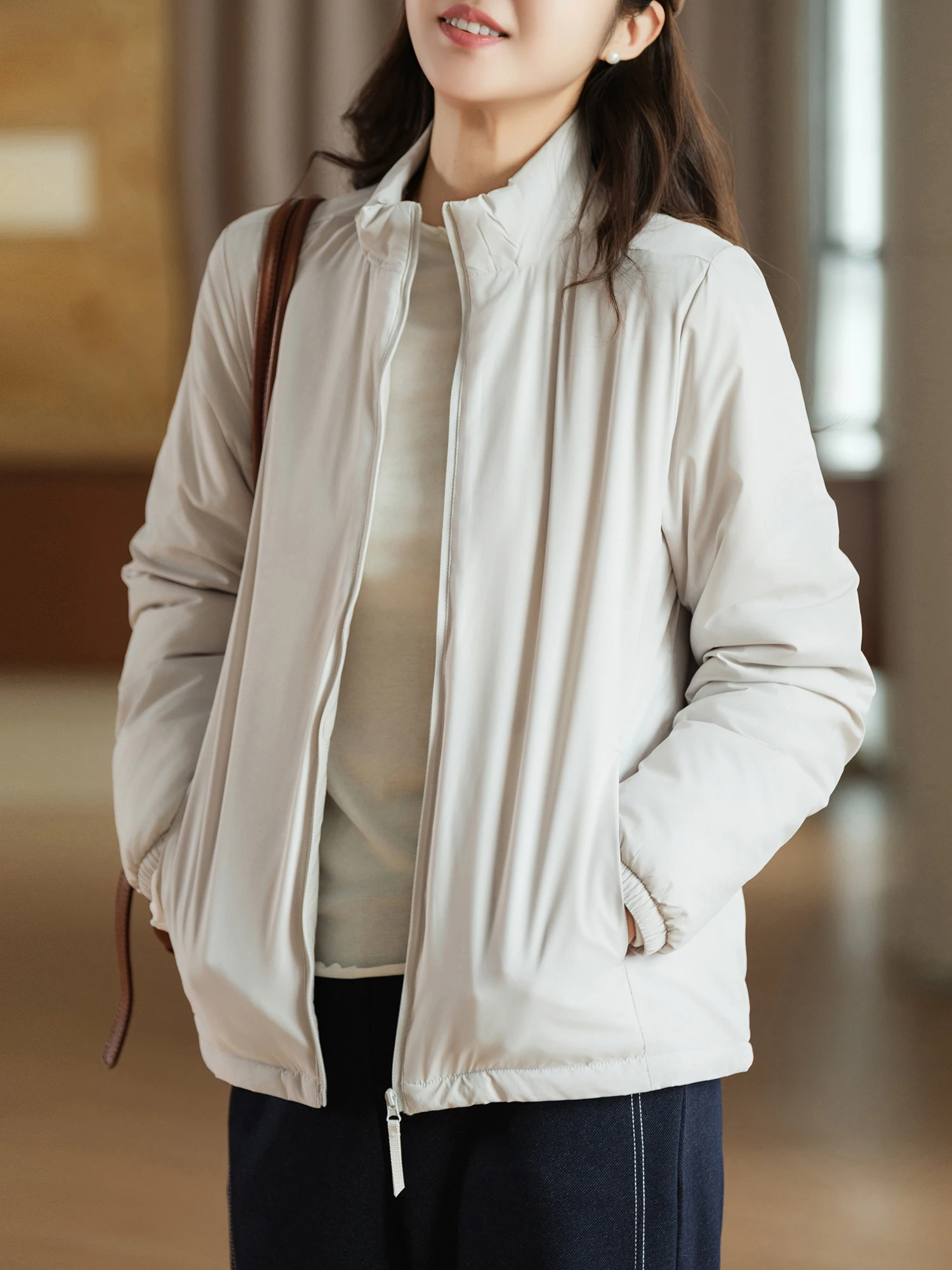 Men's And Women's Wool Fleece Jacket Two-Layer Woolen Sandwich Standing Collar Lightweight Autumn Winter Casual Style Zipper ...