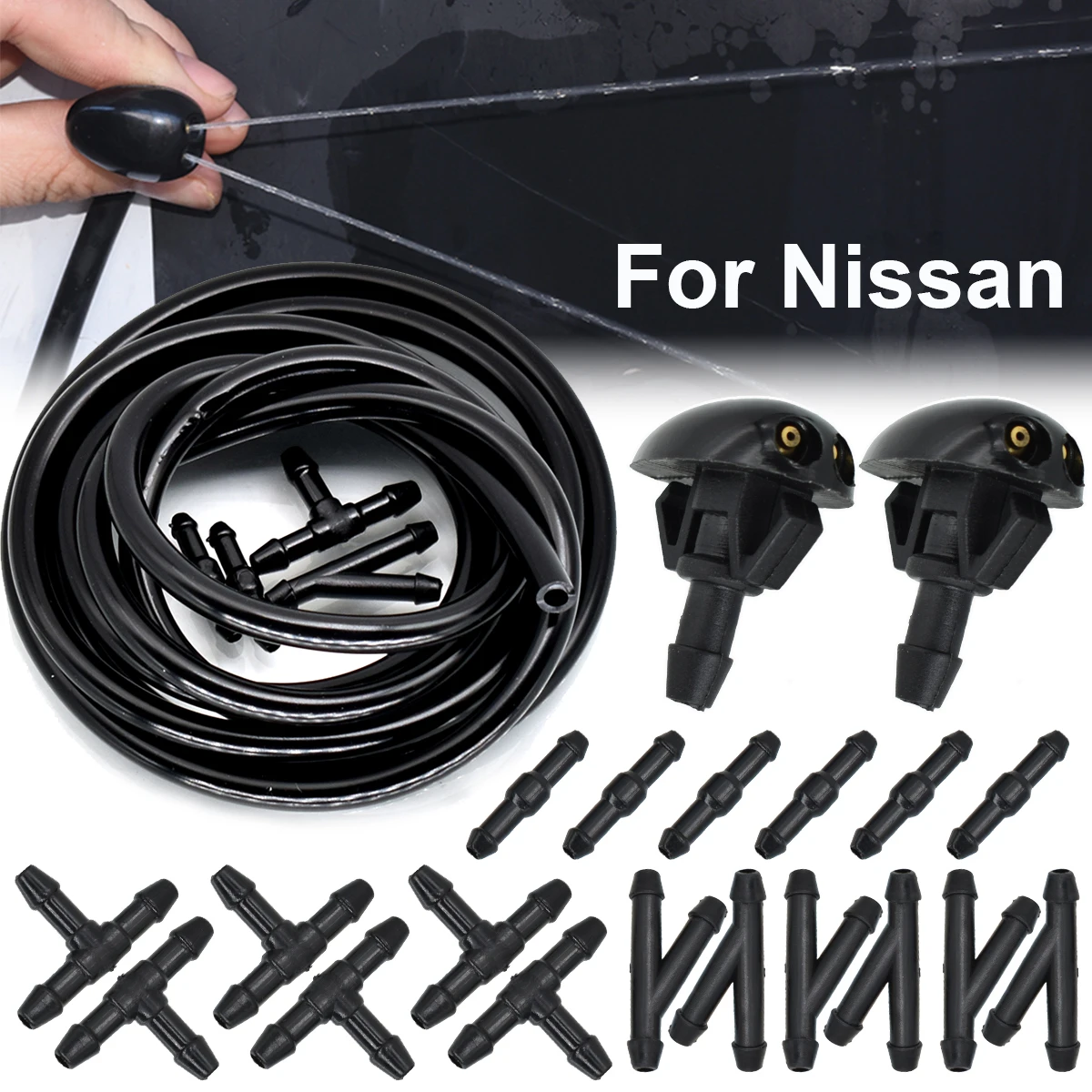 Front Windshield Wiper Washer Jet Nozzle Hose For Nissan Navara D22 D40 Silvia 200SX S14 S15 Sentra B15 Sunny B13 B14 Pathfinder