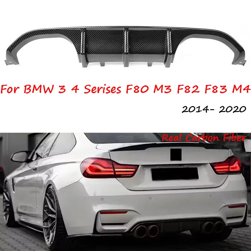 

Real Carbon Fiber Rear Diffuser Bumper Lip Spoiler For BMW 3 4 Serises F80 M3 F82 F83 M4 2014- 2020 MP Style Rear Diffuser