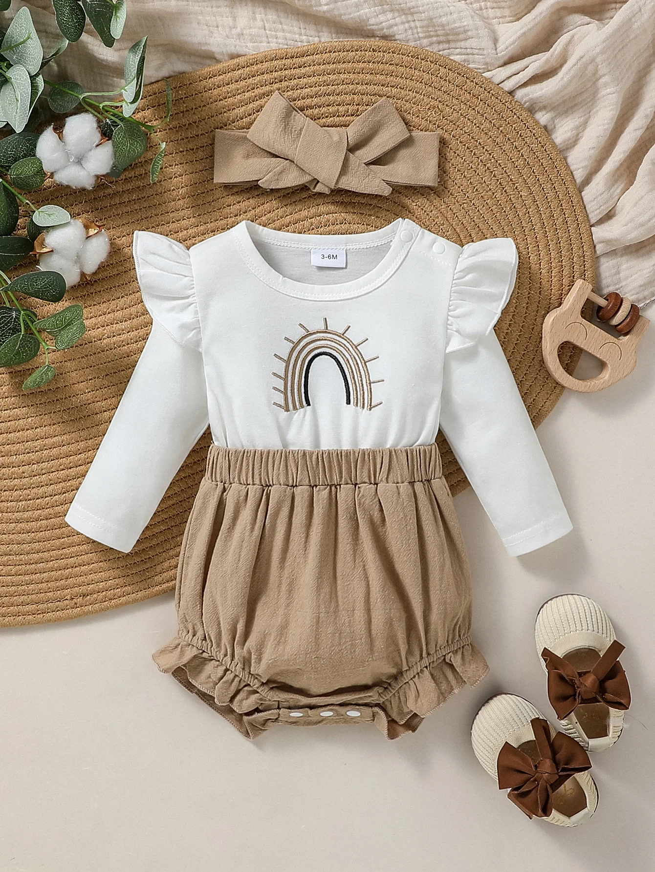 

Cute Baby Girl European & American Style Printed Rainbow Long-Sleeved All-Season Jumpsuit
