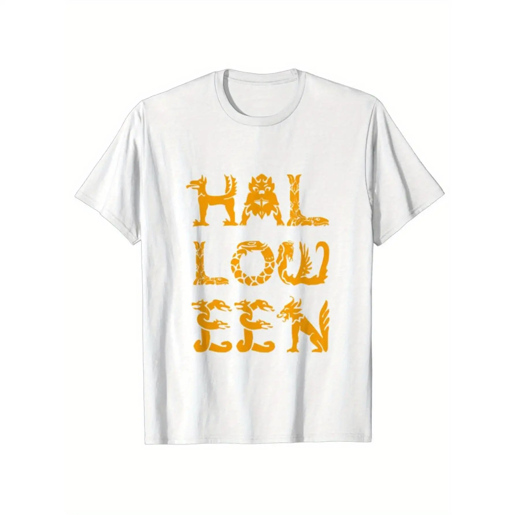 

Halloween Alphabet Graphic Tee, Fun Animal Letter Print Shirt, Spooky Party Costume for Adults Kids, Trick or Treat Gift, Top