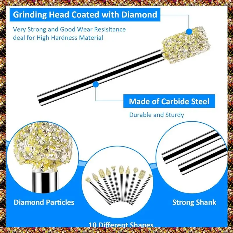 BTCL 20 Uds broca de rebaba de molienda para accesorios de herramienta Dremel suministros de herramientas rotativas para herramienta de pulido Dremel 1/8 pulgadas