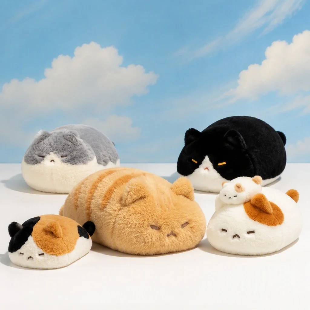 15/50cm Plush Ball Cat Pillow Cushion Soft Cute Stuffed Toy Dango Collection Display Decorative Showpiece Memorabilia Toy Gift