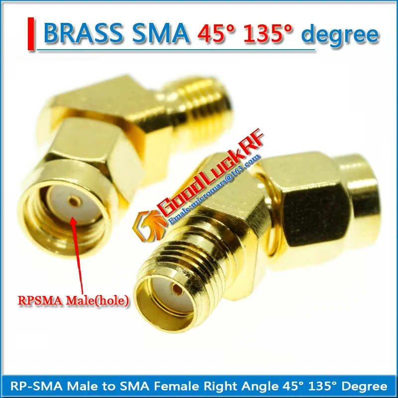 

Гнездо SMA к RP-SMA RPSMA штекер 45 ° 135 ° Градус наклонный угол SMA «папа» на RPSMA «мама» Золотая латунь 50 Ом RF адаптер разъема