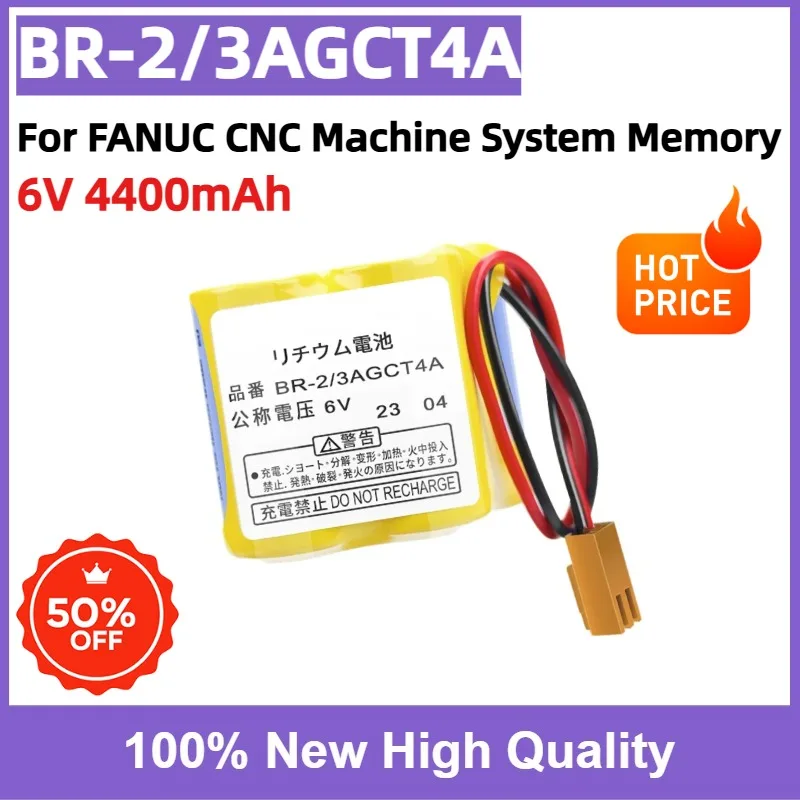1-10PCS BR-2/3AGCT4A 6V 4400mAh Non-rechargeable Battery with Brown Connector A98L-0031-0025 for FANUC CNC Machine System Memory
