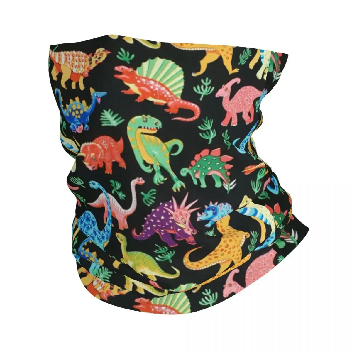 Colorful Dinosaur Winter Headband Neck Warmer Men Women Hiking Camping Tube Scarf Cartoon Animal Print Face Bandana Gaiter