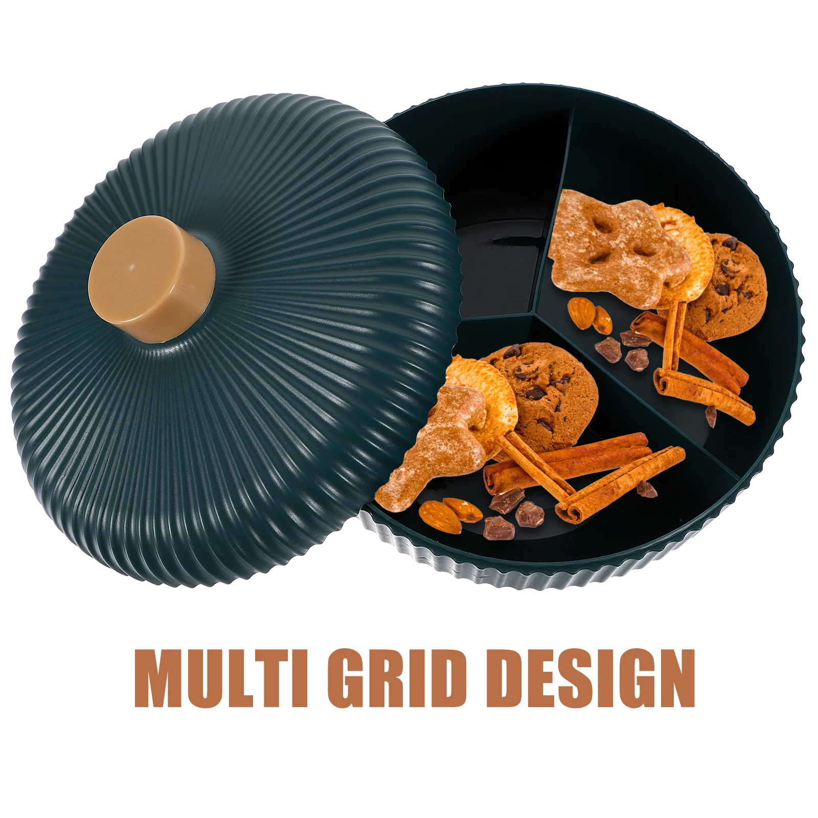 

Lidded Round Snack Box 3-Compartment Food Storage Container Candy Dried Fruit Holder Decorative Serving Tray Party Nuts