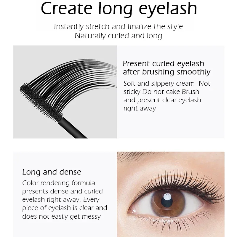 SENANA 4D Silk Fiber Lashes Thick Lengthening Mascara Long Black Lash Eyelash Extension Eye Lashes Brush Makeup Eye Cosmetics