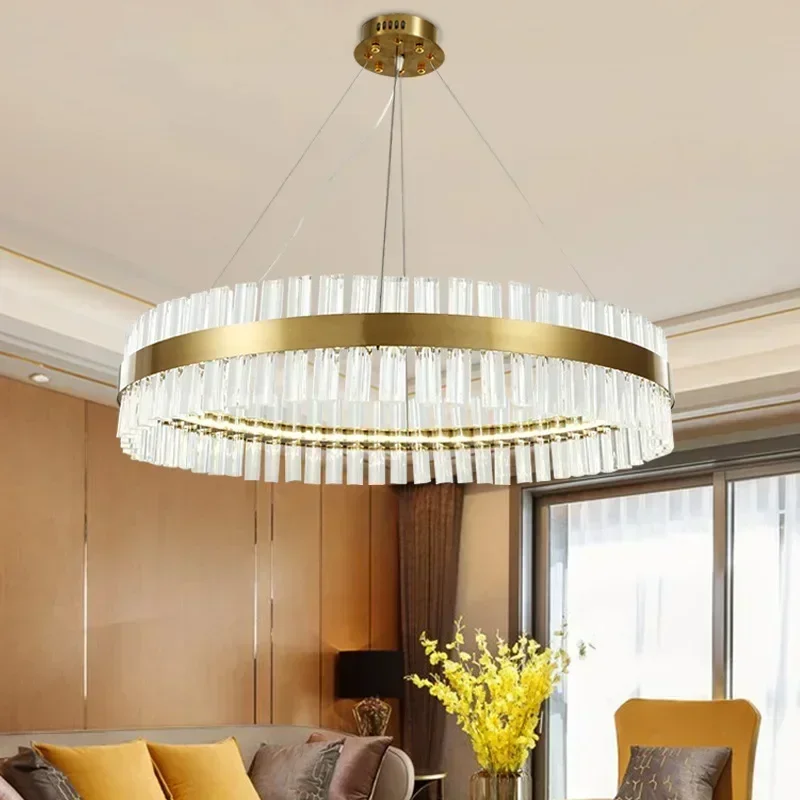 

Glass Chandelier Lustre Luxury Pendant Light New Design Chandelier Modern Led Living Room Bedroom Contemporary Light Gold Round