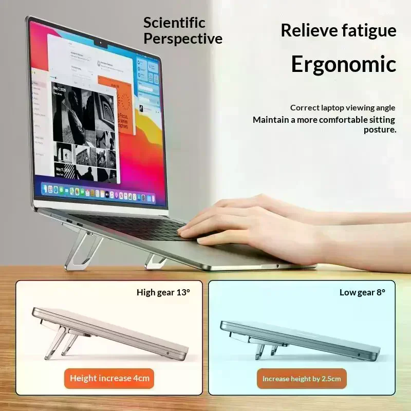 Mini Foldable Laptop Stand Portable Computer Keyboard Riser with 2 Adjustable Angles Self-Adhesive Invisible Notebook Stand 2PCS