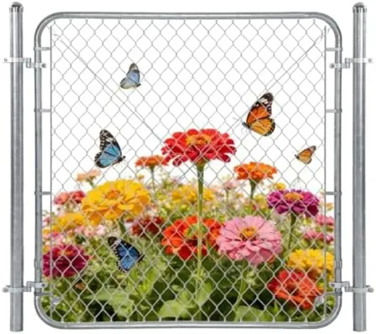 Adjustable Chain Link Fence Gate with Posts 48" H x 24"-72" W, Galvanized Metal Outdoor Fence Gate Kit for Yard, Garden