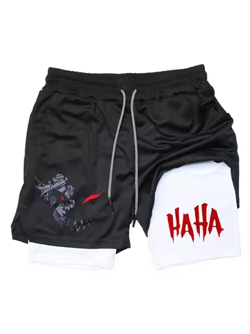 Mens Sports Shorts Anime Berserk Guts Quick Drying Breathable 2 in1 Double Layer Shorts Running Sports Fitness gym Shorts