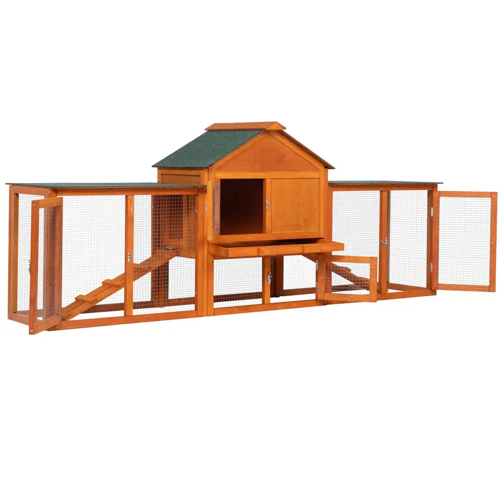 

84'' 2-Story Wooden Rabbit Hutch Bunny Cage Chicken Coop Guinea Pig Hamster Cage