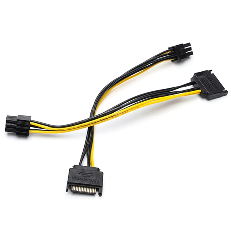 10 قطعة 15Pin SATA إلى 6Pin مهائي كابلات موصل 6P PCI-E اكسبرس محول الرسومات بطاقة الفيديو محول كابل