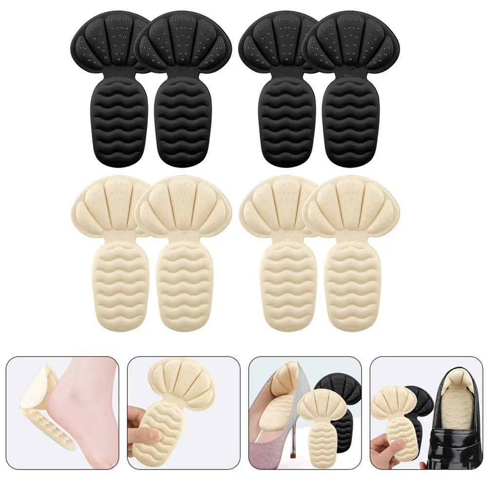 

4 Pairs Anti Slip Heel Pads High Heels Comfort Breathable Sweat Absorbent Self Adhesive Liners Shoe Protectors Wear Resistant