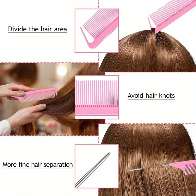 4/5/6pcs Hair Brush Set Hairdressing Spray Bottle Hair Braiding Loop Rat Tail Comb Teasing Hair Brsuh Salon Hair Styling Tools image 6