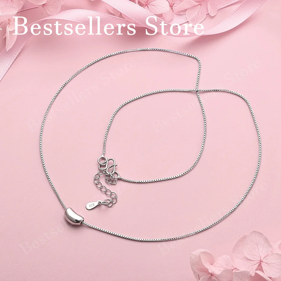 Collar de Plata de Ley 925 con Diseño Exquisito y Simple de Frijol Adzuki, Accesorio de Moda para Mujer, Regalo para Fiesta o Compromiso