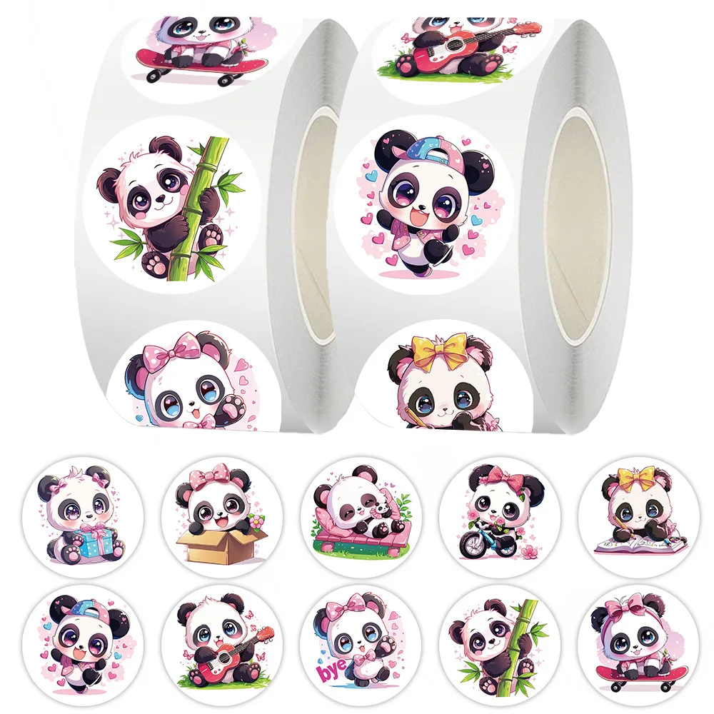 

500pcs/Roll Cartoon Panda Roll Roll Graffiti Sticker DIY PVC Laptop Decals Decoration Stickers Reward Kids Toys Gifts Decals