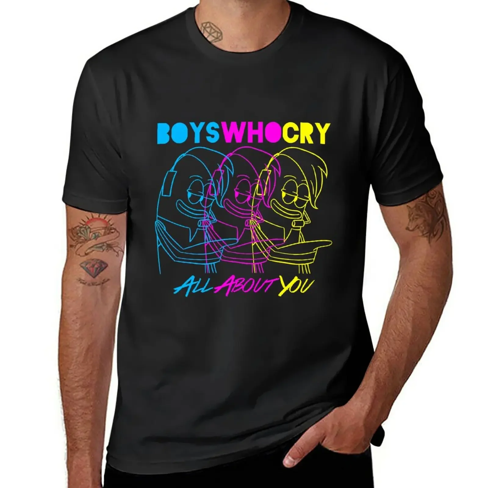 Boys Who Cry (Cyan, Magenta, Yellow) T-Shirt heavyweights kawaii clothes Men's t-shirt