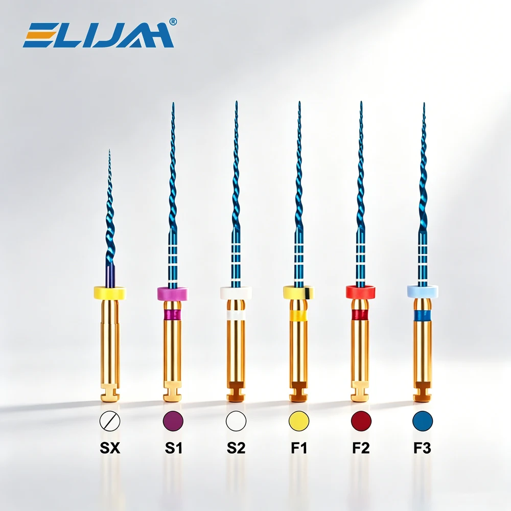 ELIJAH 6Pcs/Box Dental Heat Activated Root Canal Files Pro-Taper Gold Flexible Endo Rotary Files Dentistry Endodontic Tools