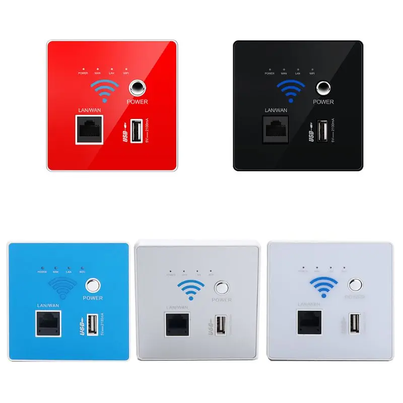 300M Wireless WIFI Wall Embedded Router USB Charging Socket WiFi Repeater U4LD