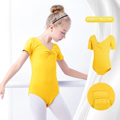 Mädchen Basic Ballett Trikot Baumwolle Tanz Bodysuit Kurzarm Gymnastik Trikots für Kleinkind Ballerina Outfits Kinder Tanz kleidung