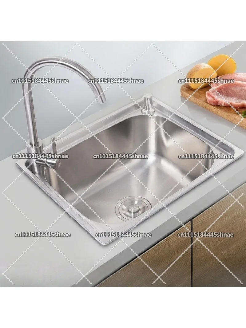 Thickened 304 Stainless Steel Single Basin Kitchen Sink WF907250 Large Complete Set