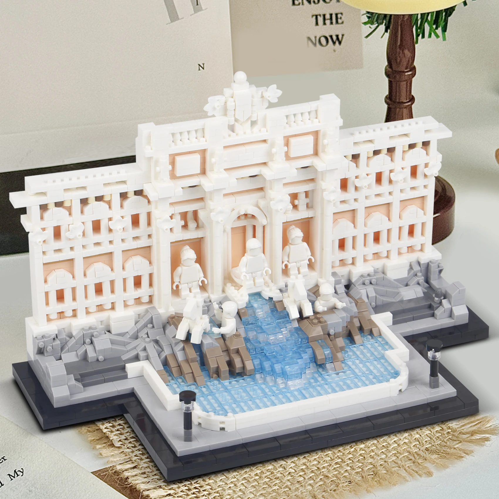 2000 pièces de blocs de construction créatifs Fontaine de Trevi, monument de Rome, bassin des souhaits, micro-briques architecturales, jouet cadeau pour adultes et adolescents
