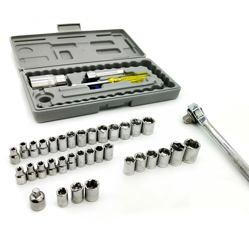 Universal 40pcs Car Repair Tool 1/4-Inch Socket Set Ratchet Torque Wrench Combo Tools Kit Auto Repairing Tool Set